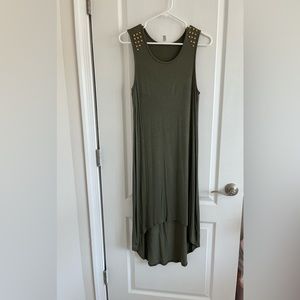 Xhilaration High Low Studded Dress Olive Green
